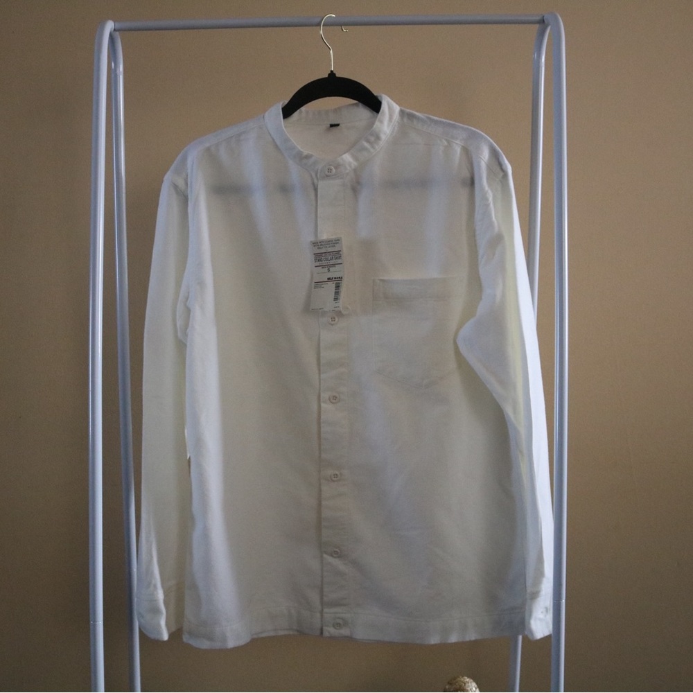 Muji Cream Stand Collar Shirt